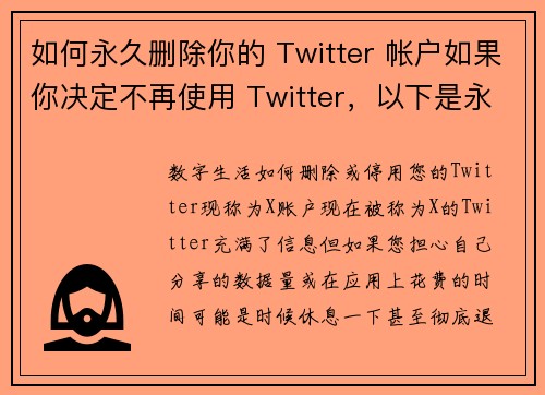 如何永久删除你的 Twitter 帐户如果你决定不再使用 Twitter，以下是永久删除帐户的步